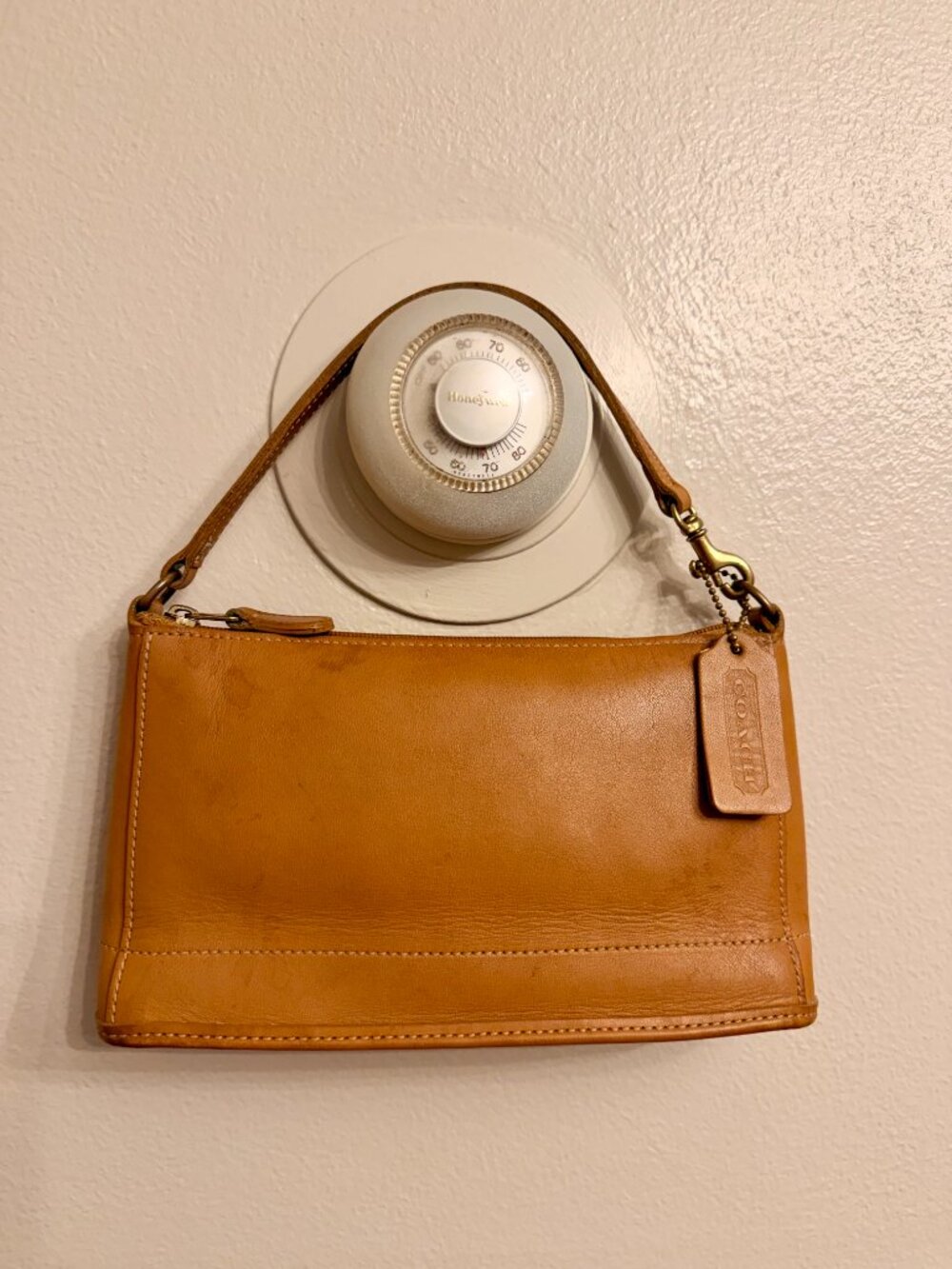 Coach Mini Shoulder Bag in Tan Leather